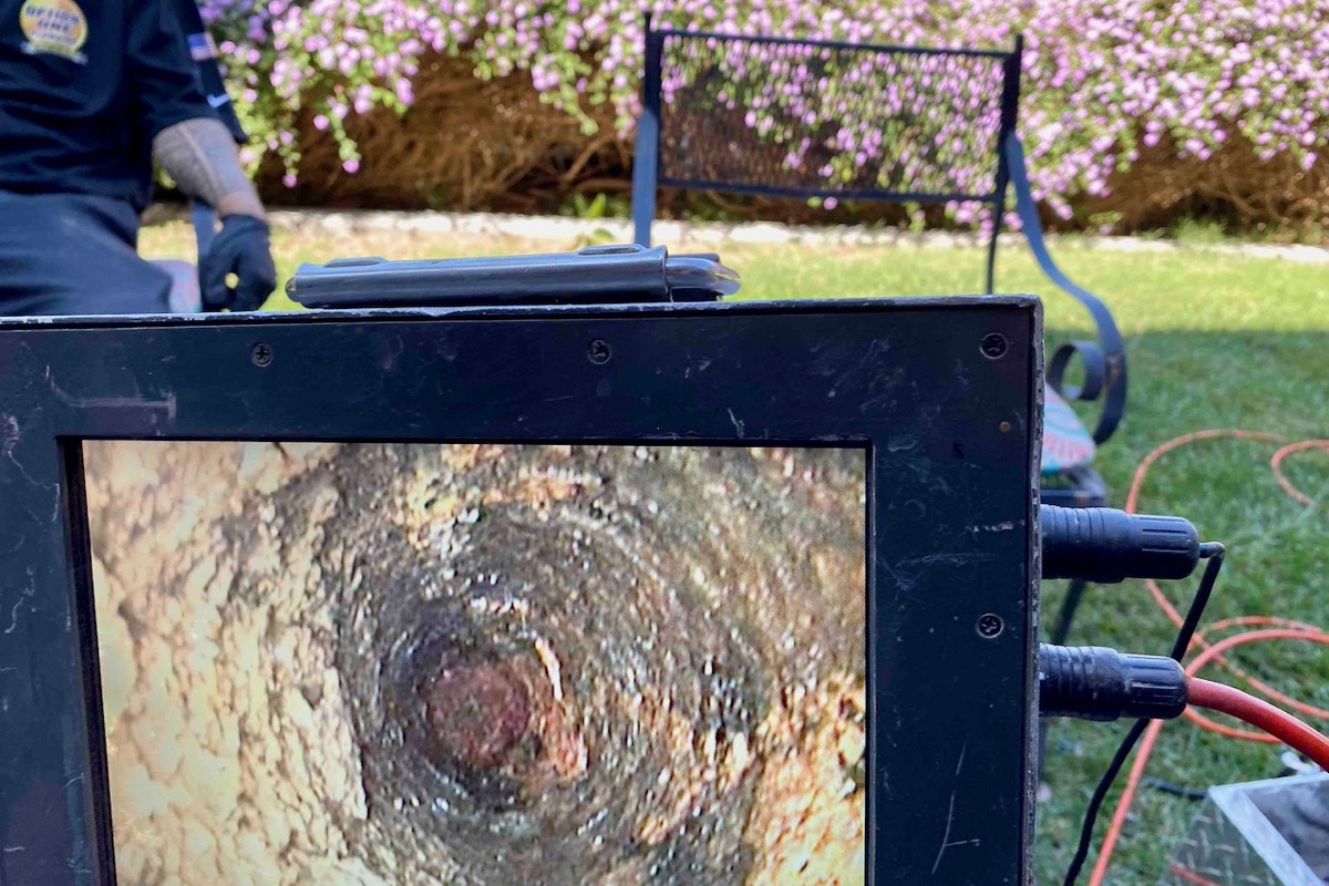 Drain inspection camera showing the inside of a residential line